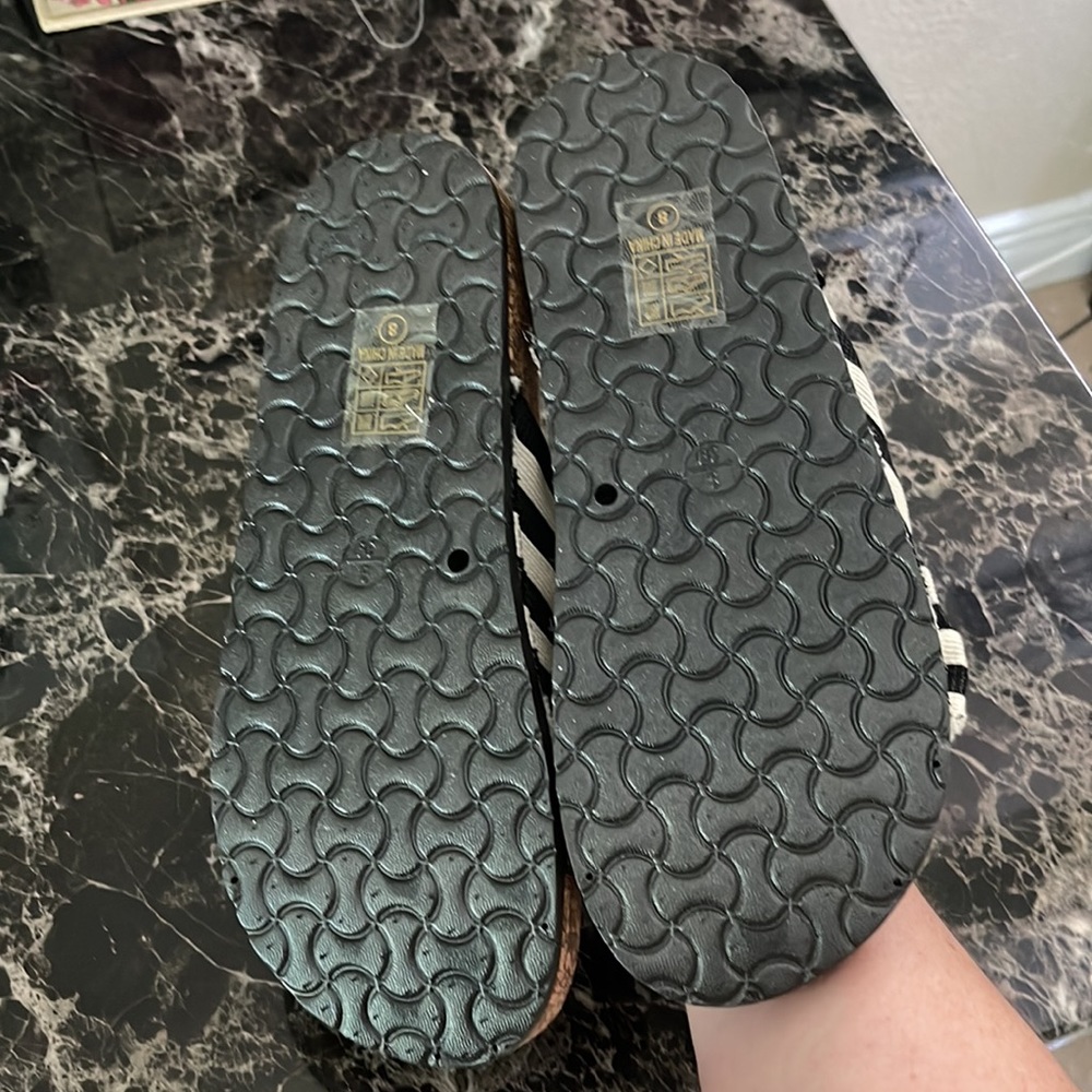 Brand new never worn White and black stripe sandals - Picture 2 of 2